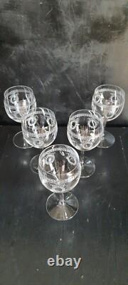 5 Verres Ballons Cristal SAINT-LOUIS Service MADRID Couronnes de Laurier Gravées