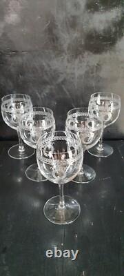5 Verres Ballons Cristal SAINT-LOUIS Service MADRID Couronnes de Laurier Gravées