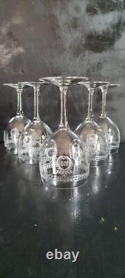 5 Verres Ballons Cristal SAINT-LOUIS Service MADRID Couronnes de Laurier Gravées