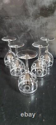 5 Verres Ballons Cristal SAINT-LOUIS Service MADRID Couronnes de Laurier Gravées