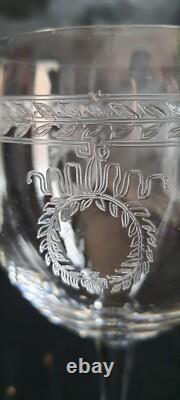 5 Verres Ballons Cristal SAINT-LOUIS Service MADRID Couronnes de Laurier Gravées