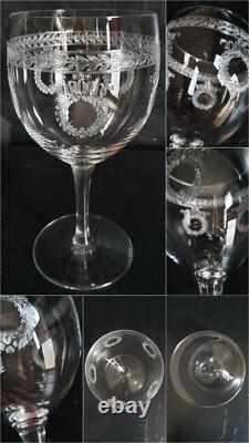 5 Verres Ballons Cristal SAINT-LOUIS Service MADRID Couronnes de Laurier Gravées