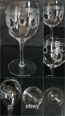 5 Verres Ballons Cristal SAINT-LOUIS Service MADRID Couronnes de Laurier Gravées