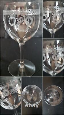 5 Verres Ballons Cristal SAINT-LOUIS Service MADRID Couronnes de Laurier Gravées