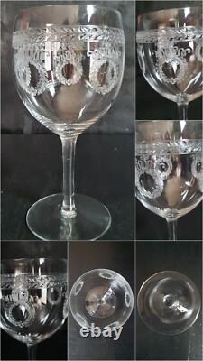 5 Verres Ballons Cristal SAINT-LOUIS Service MADRID Couronnes de Laurier Gravées