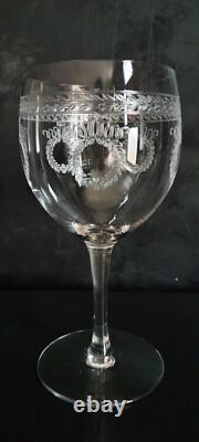 5 Verres Ballons Cristal SAINT-LOUIS Service MADRID Couronnes de Laurier Gravées