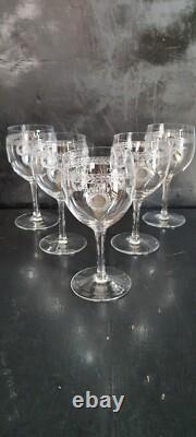 5 Verres Ballons Cristal SAINT-LOUIS Service MADRID Couronnes de Laurier Gravées