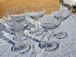 5 verres à eau ou vin cristal taillé baccarat st louis modèle marie antoinette