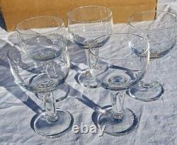 5 verres à eau ou vin cristal taillé baccarat st louis modèle marie antoinette