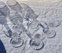 5 verres à eau ou vin cristal taillé baccarat st louis modèle marie antoinette