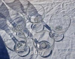 5 verres à eau ou vin cristal taillé baccarat st louis modèle marie antoinette