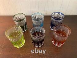 5 verres à thé overlay cristal de Saint Louis (prix à la pièce)