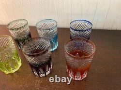 5 verres à thé overlay cristal de Saint Louis (prix à la pièce)