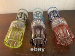 5 verres à thé overlay cristal de Saint Louis (prix à la pièce)