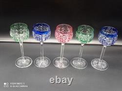 5 verres à vin du Rhin Roemer Cristal SAINT-LOUIS couleur modèle RIESLING, 18,5cm