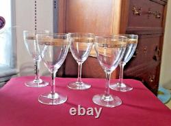 5 verres à vin en cristal de saint louis modèle roty gold signé H 13,2 cm