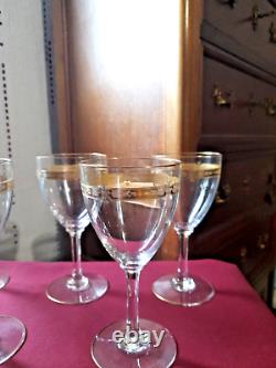 5 verres à vin en cristal de saint louis modèle roty gold signé H 13,2 cm