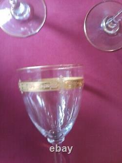5 verres à vin en cristal de saint louis modèle roty gold signé H 13,2 cm
