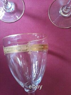 5 verres à vin en cristal de saint louis modèle roty gold signé H 13,2 cm