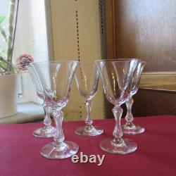 5 verres a vin ou a porto cristal saint louis modèle Lozère uni H 14 cm signé