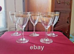 5 verres à vin rouge en cristal de saint louis modèle roty gold signé H 15 cm