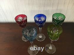 5 verres couleur modèle Chantilly en cristal de Saint Louis (prix à la pièce)