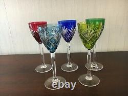 5 verres couleur modèle Chantilly en cristal de Saint Louis (prix à la pièce)