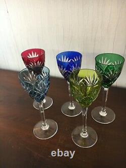 5 verres couleur modèle Chantilly en cristal de Saint Louis (prix à la pièce)
