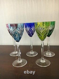 5 verres couleur modèle Chantilly en cristal de Saint Louis (prix à la pièce)
