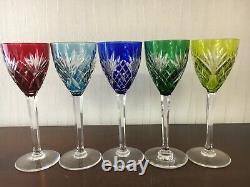 5 verres couleur modèle Chantilly en cristal de Saint Louis (prix à la pièce)