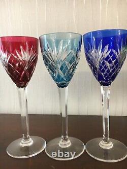 5 verres couleur modèle Chantilly en cristal de Saint Louis (prix à la pièce)