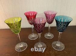 5 verres couleur modèle Tarn en cristal de Saint Louis (prix à la pièce)