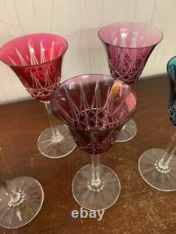5 verres couleur modèle Tarn en cristal de Saint Louis (prix à la pièce)