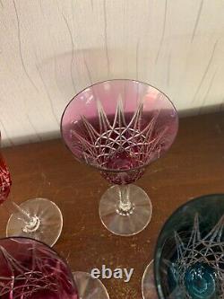 5 verres couleur modèle Tarn en cristal de Saint Louis (prix à la pièce)