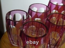 6 ANCIENS VERRES A LIQUEUR CRISTAL SAINT LOUIS DOUBLER COLORER AMETHYSTE ht 5 cm