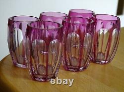 6 ANCIENS VERRES A LIQUEUR CRISTAL SAINT LOUIS DOUBLER COLORER AMETHYSTE ht 5 cm