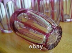 6 ANCIENS VERRES A LIQUEUR CRISTAL SAINT LOUIS DOUBLER COLORER AMETHYSTE ht 5 cm