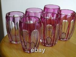6 ANCIENS VERRES A LIQUEUR CRISTAL SAINT LOUIS DOUBLER COLORER AMETHYSTE ht 5 cm