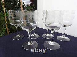 6 ANCIENS VERRES A VIN BLANC PORTO EN VERRE CRISTAL GRAVE St Louis modèle Empire