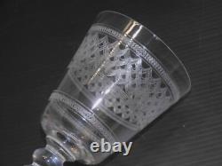 -6 ANCIENS VERRES CRISTAL XIXe gravés vagues BACCARAT SAINT LOUIS LA ROCHERE D