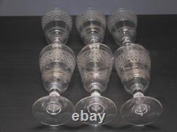 -6 ANCIENS VERRES CRISTAL XIXe gravés vagues BACCARAT SAINT LOUIS LA ROCHERE D