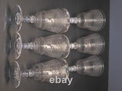 -6 ANCIENS VERRES CRISTAL XIXe gravés vagues BACCARAT SAINT LOUIS LA ROCHERE D