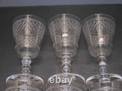 -6 ANCIENS VERRES CRISTAL XIXe gravés vagues BACCARAT SAINT LOUIS LA ROCHERE D