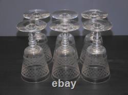-6 ANCIENS VERRES CRISTAL XIXe gravés vagues BACCARAT SAINT LOUIS LA ROCHERE D