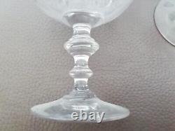 6 Anciens Verres Eau Vin Cristal Gravé À La Roue Baccarat St Louis Portieux XIX