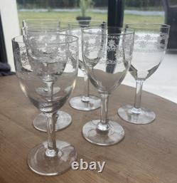 6 Beaux Verres À Eau En Cristal Gravé Degagé À L'acide 19th Baccarat St Louis