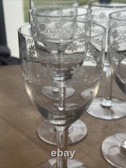 6 Beaux Verres À Eau En Cristal Gravé Degagé À L'acide 19th Baccarat St Louis