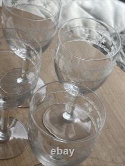 6 Beaux Verres À Eau En Cristal Gravé Degagé À L'acide 19th Baccarat St Louis