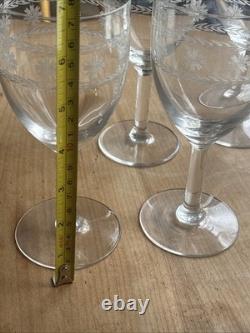 6 Beaux Verres À Eau En Cristal Gravé Degagé À L'acide 19th Baccarat St Louis