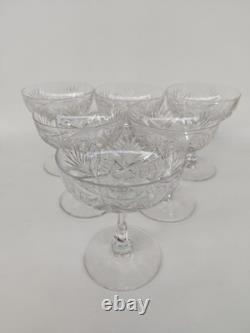 6 Coupes A Champagne En Cristal De Saint Louis, Modèle Moselle, Années 30